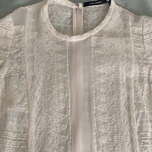 Isabel Marant Cream Textured Lace Panel Blouse